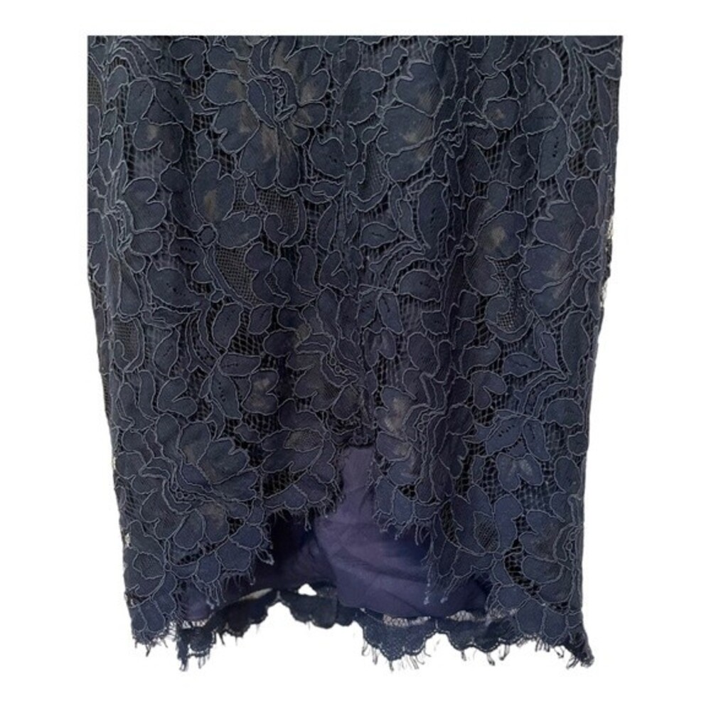 NWT ELIZA J | Navy Lace Frayed Floral Sleeveless V Neck Formal Hi-Lo Dress 8 - Picture 12 of 15